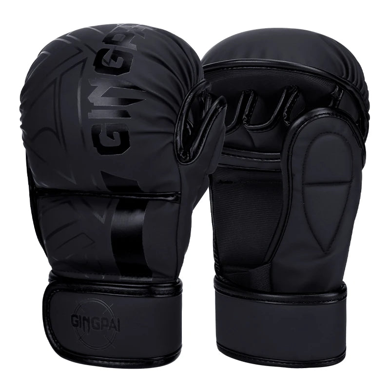 Guantes de Boxeo Profesionales MMA, Medios Dedos, para Saco de Arena, Karate, Muay Thai, Entrenamiento, PU, Adultos y Niños, Equipo de Boxeo Reforzado