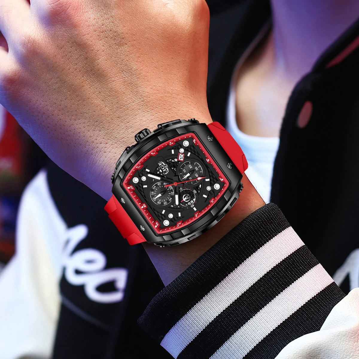 Reloj de cuarzo para hombre LIGE, cuadrado, de lujo, de marca reconocida, estilo deportivo casual, resistente al agua 50M, con fecha automática, reloj militar de pulsera