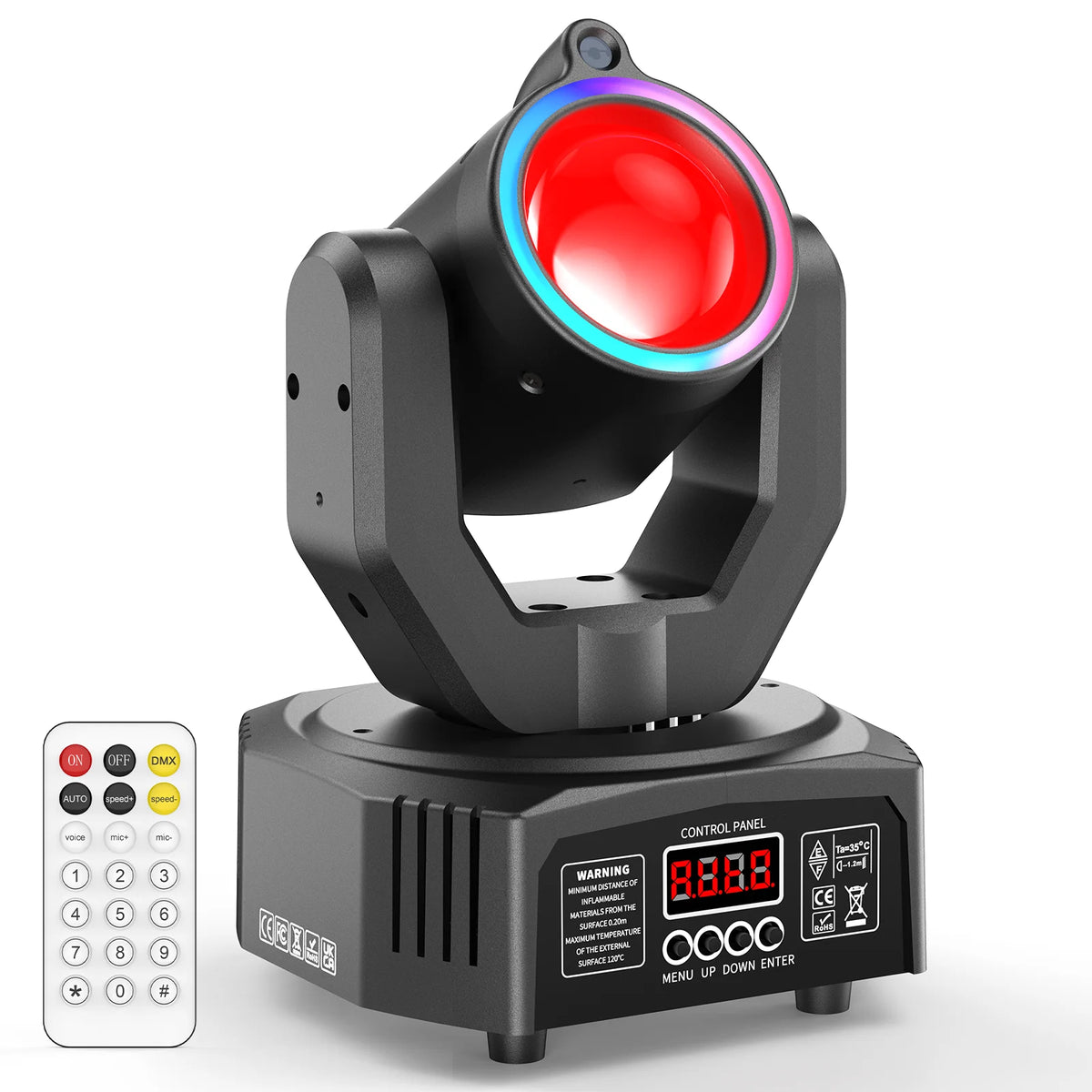 U'King Mini foco móvil LED de 30W con haz de luz, efecto 4 en 1 RGBW, estrobo, iluminación de escenario, DMX, activado por sonido, para DJ, discoteca, bar y fiestas