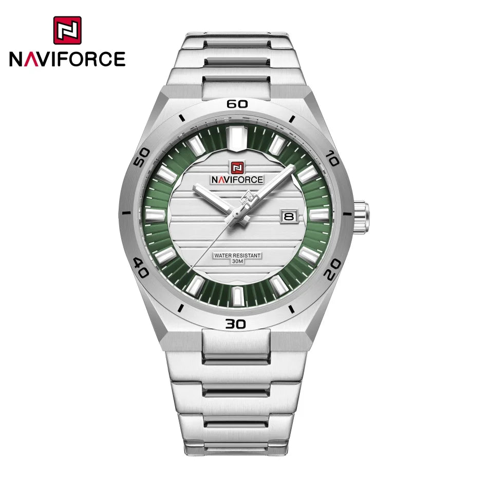 Reloj de cuarzo para hombre NAVIFORCE, original, resistente al agua, reloj de pulsera para hombre, correa de acero, cuarzo, visualización de fecha, luminoso, reloj de moda para hombre