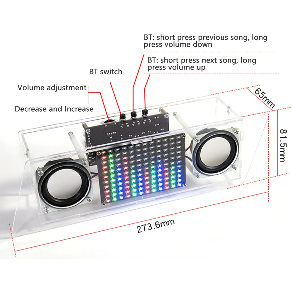 Bluetooth Speaker Kit DIY LED Music Spectrum Rhythm Light Bluetooth speaker LED Electronic Soldering Project Electronic Kit
