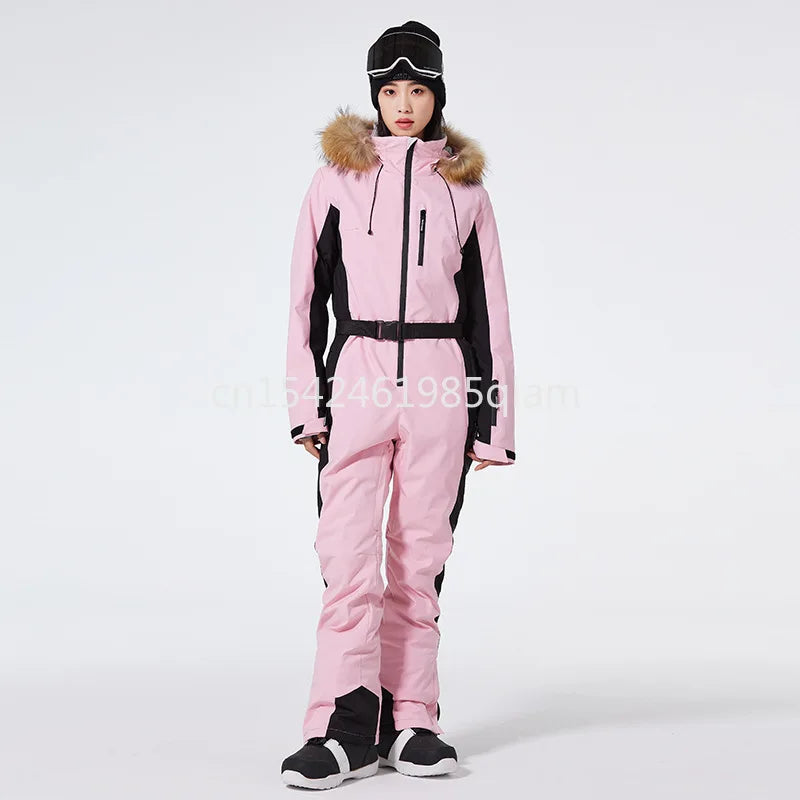 Traje de esquí de una pieza cálido y a la moda para mujer, mono de esquí cortavientos de invierno, traje de snowboard, disfraces de nieve para mujer, para actividades al aire libre