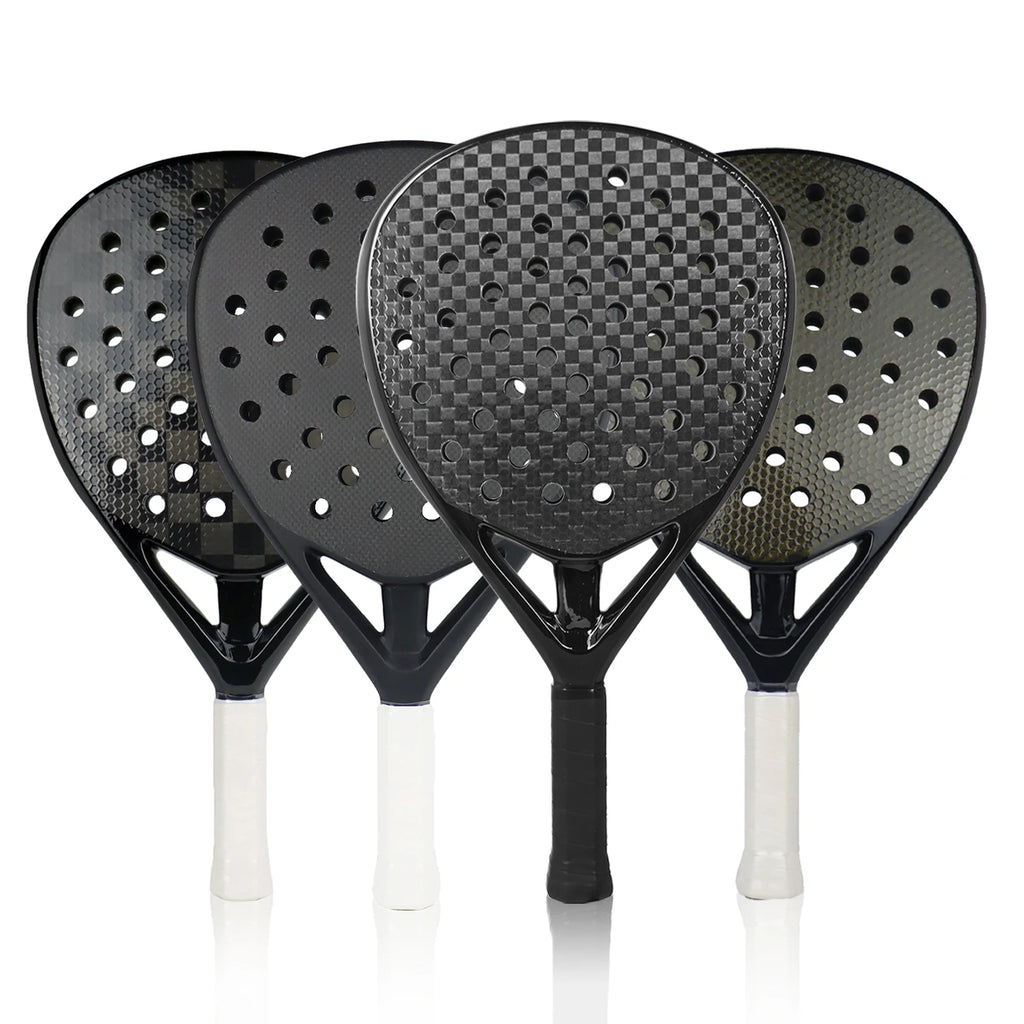 Raqueta de tenis profesional de fibra de carbono 3K/12K para hombres, superficie rugosa con núcleo de espuma viscoelástica suave Eva para entrenamiento