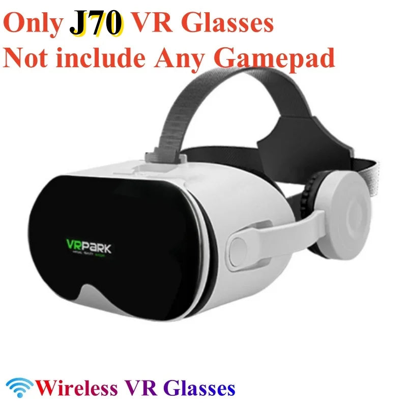 Gafas VR de realidad Virtual inalámbricas J70 4K originales, estéreo, vídeos 3D, caja de cartón de Google, auriculares, casco para teléfono inteligente Max 6,7"