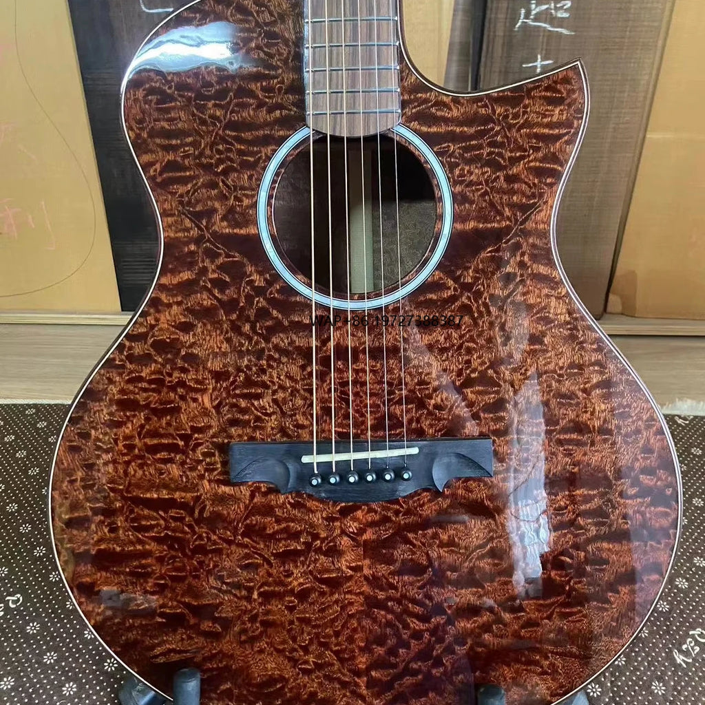 JD-920 Guitarra eléctrica acústica hecha a mano personalizada Todo sólido Abeto de alta calidad Sapele Seductor Musical todo en uno