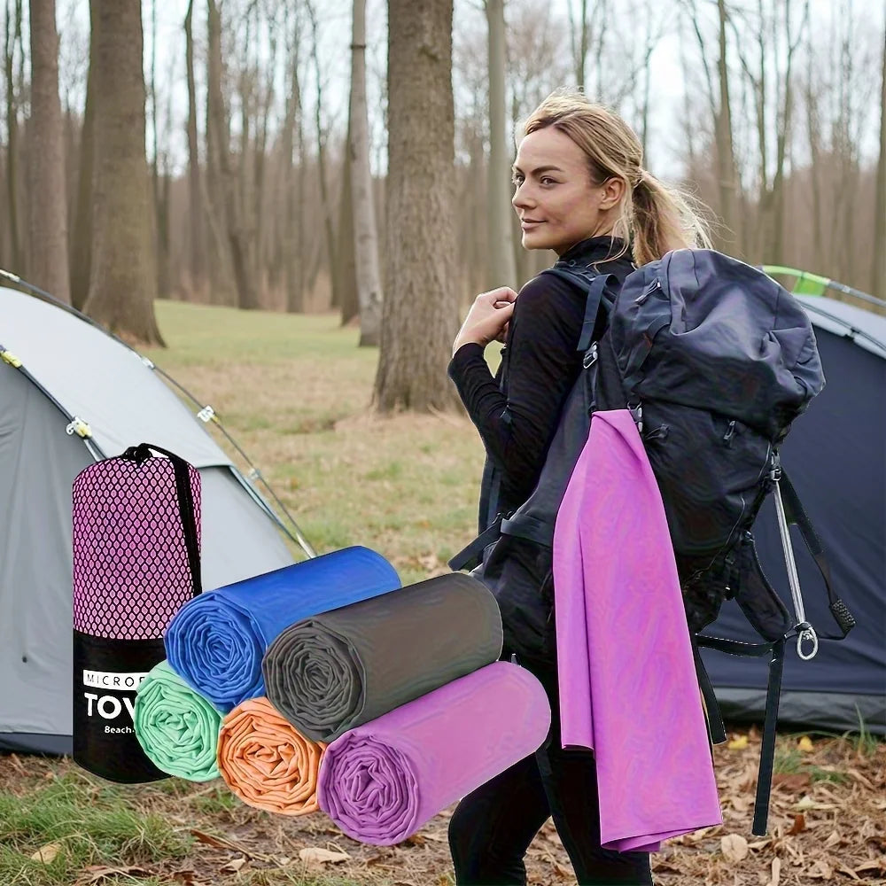 Juego de 3 Toallas de Playa de Secado Rápido, Toallas de Microfibra de Viaje, 3 Tamaños en 1 Paquete, Juego de Toallas de Secado Rápido para Camping, Playa, Gimnasio, Deportes, Yoga