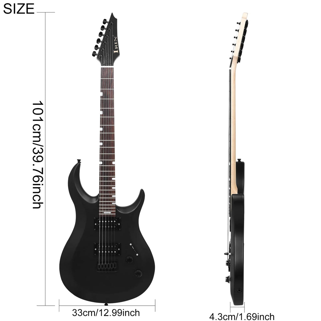 IRIN-Guitarra eléctrica de 6 cuerdas, 24 trastes, cuerpo Oguman, mástil de arce, Guitarra eléctrica colorida con Cable de conexión de llave de bolsa