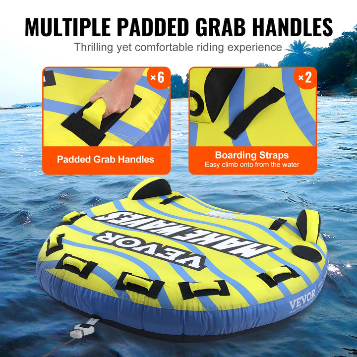 Tubo Inflable Remolcable SucceBuy para Navegación, para 1-3 Personas, con Aletas de Protección, Tubos Remolcables para Deportes Acuáticos de 510 lb para Barco