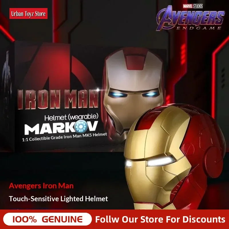 Casco Original de Iron Man MK5 de Avengers 1:1, Máscara Eléctrica Transformable con Activación por Voz, Coleccionable, para Regalo