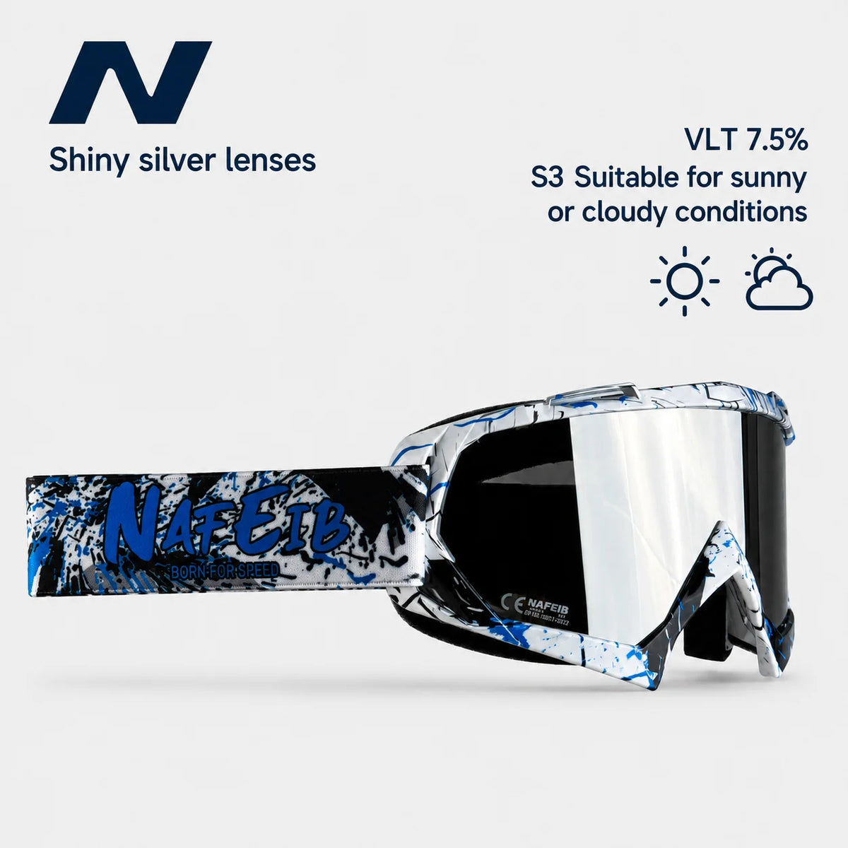 Gafas de Esquí, Aptas para Esquí y Snowboard, Gafas de Motociclismo para Todas las Estaciones, Equipadas con Lentes Anti-UV HD UV400