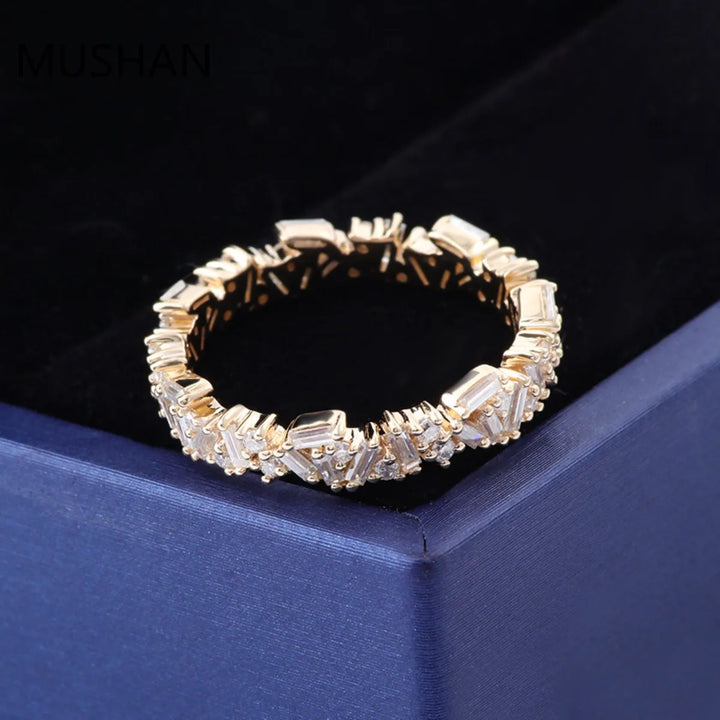 Anillos de oro de 14K y 18K de lujo personalizados de MUSHAN con diamantes de moissanita y piedras preciosas cultivadas en laboratorio, anillo de boda de diamantes para mujer