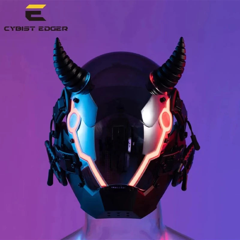 Máscara de casco nuevo Cyberpunk Samurai Robot Tech Shinobi especial Punk Techwear con luz Led máscara de Cosplay juguete niños regalo de Halloween ﻿