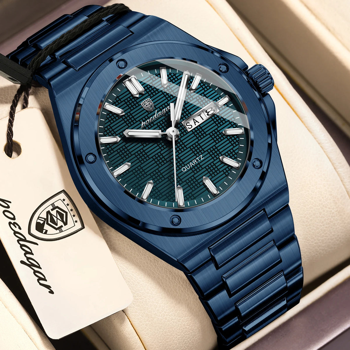 POEDAGAR Fashion Quartz Man Wristwatch Waterproof Luminous Date Week Men Clock Stainless Steel Casual Men's Watches Reloj Hombre