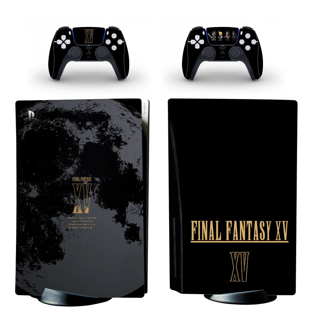 Adhesivo protector de vinilo para consola PS5 y 2 mandos, diseño de Final Fantasy (versión disco)
