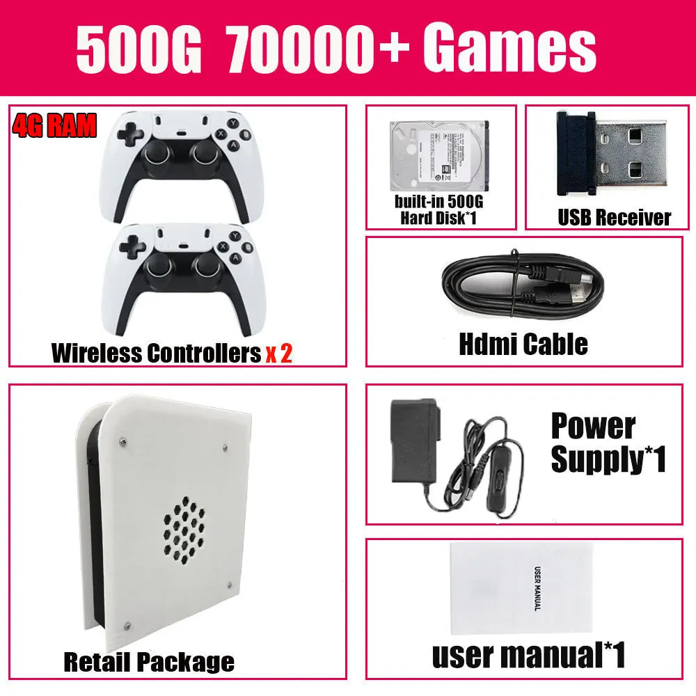 Consola de juegos retro con 8 GB de RAM, 2 TB de ROM, procesador M15, sistema Batocera, procesador I3-3110M, más de 70 000 juegos para Wii, PS2, PSP, NGC, N64 y Windows 11. Se puede jugar en la televisión.