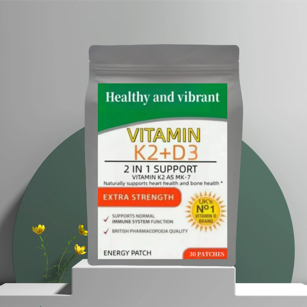 Parches transdérmicos de vitamina K2 (MK-7) premium sin OMG con vitamina D3 en oferta – Complejo biológicamente activo con biotina y ácido fólico