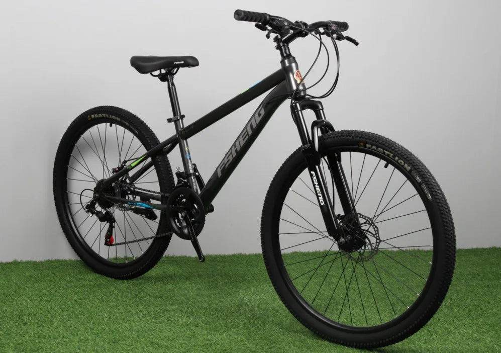 Bicicleta de montaña para adultos, todoterreno, de acero al carbono, con doble freno de disco, amortiguación y velocidad variable