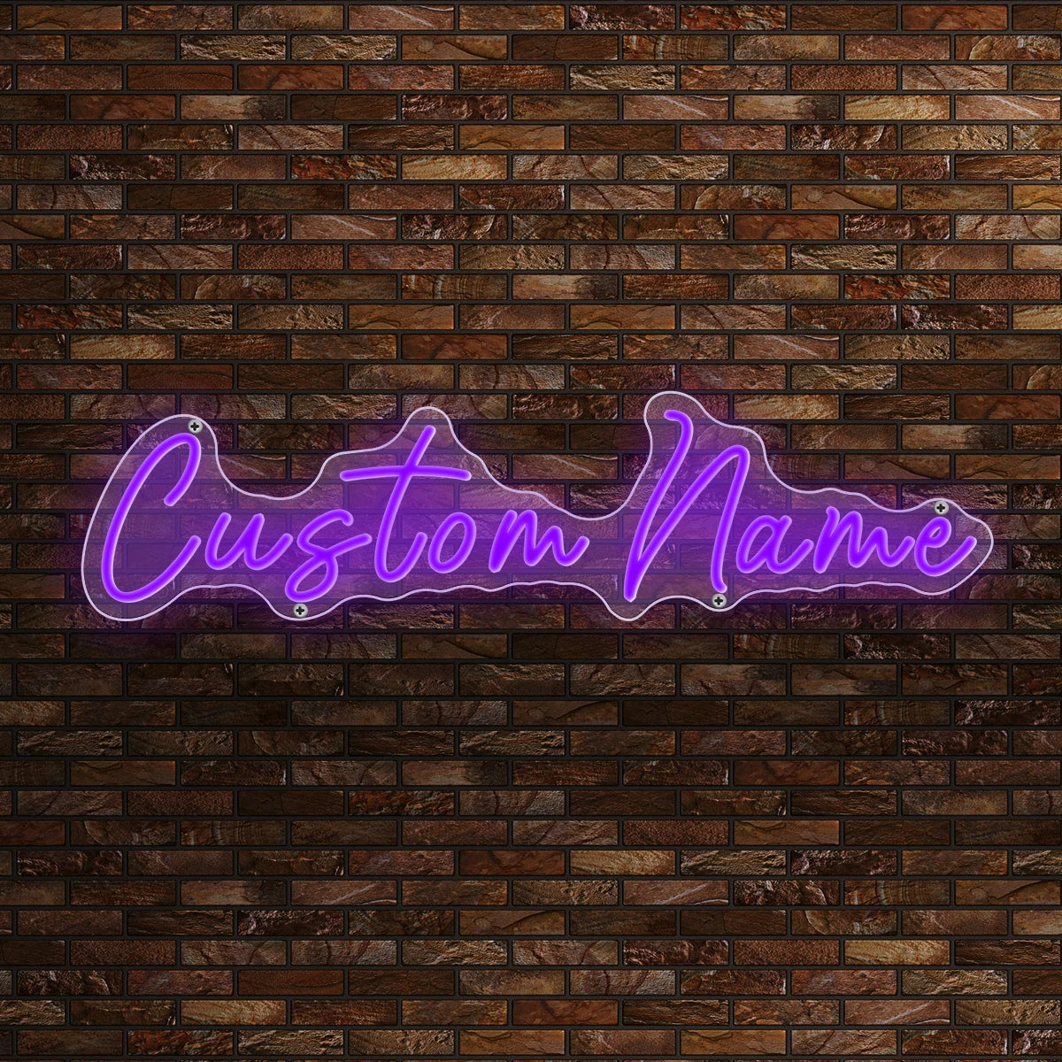 Letrero de neón personalizable con «Custom Name» en morado