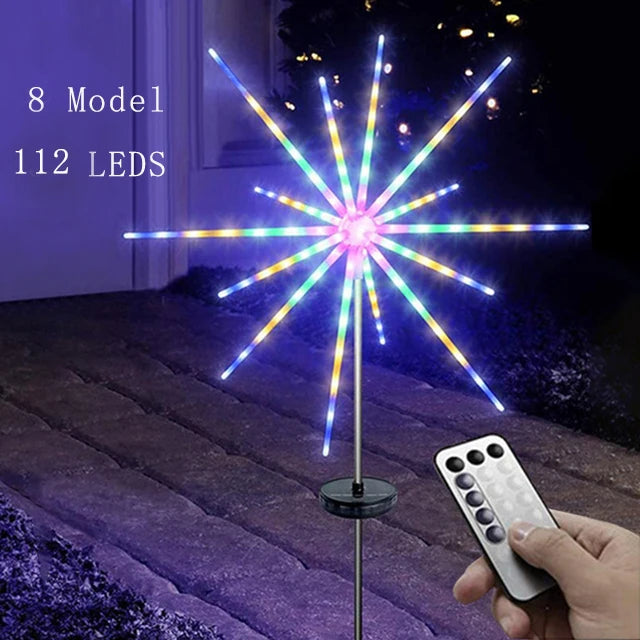 Luz LED de fuegos artificiales solares para exteriores, lámpara de caballo de meteorito, guirnalda de luces, decoración de calle y jardín, luz navideña de Año Nuevo