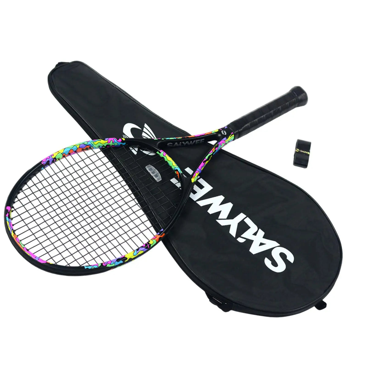 Raqueta de tenis portátil, raqueta ligera con agarre antideslizante y bolsa de almacenamiento para principiantes, adultos, actividades de verano