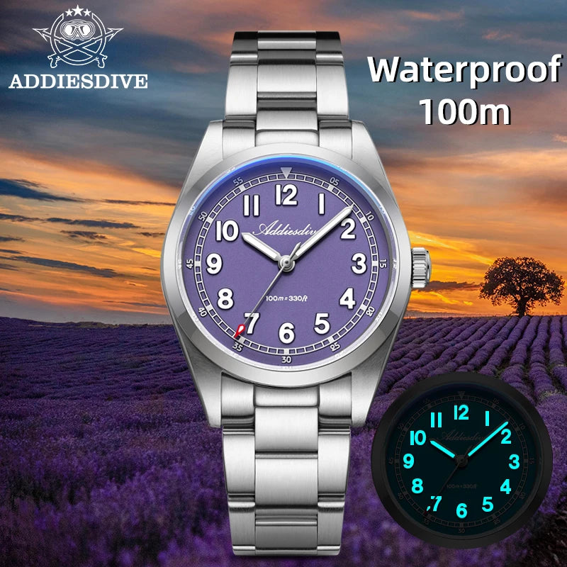 Reloj de pulsera de cuarzo de lujo ADDIESDIVE, resistente al agua, luminoso BGW9, reloj para hombre con cristal de zafiro, estilo casual, modelo AD2521 de acero inoxidable