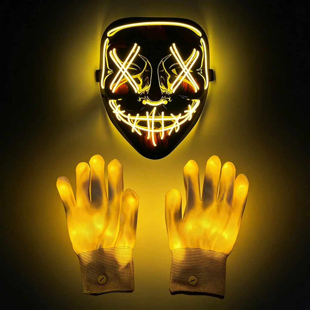 Máscara de Zorro Luminosa de Neón para Hombres, Máscaras de Disfraz Luminosas para Halloween, Brilla en la Oscuridad, Disfraz de Cosplay, Decoración para Fiestas de Disfraces