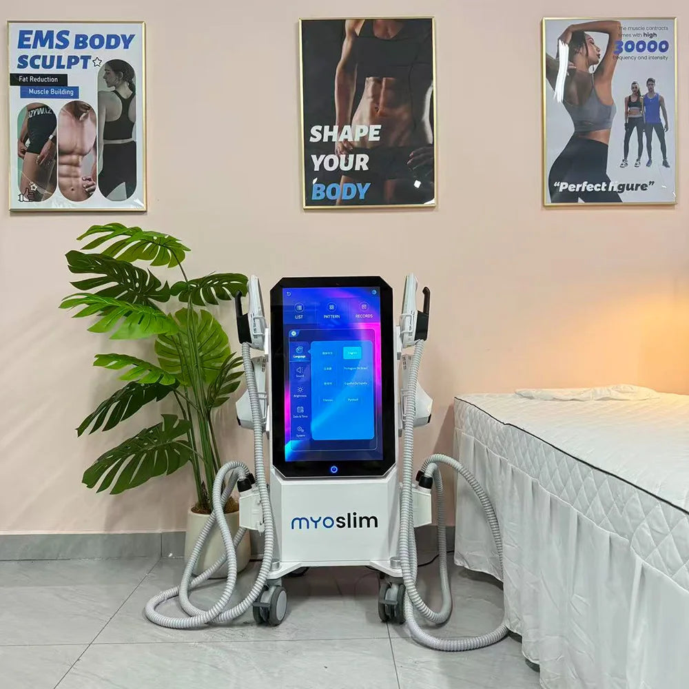 Máquina Profesional de Estimulación Muscular Myoslim EMS Neo Body Sculpt EMS Zero Ultra Pro 6500W con 4 Manijas RF Hi-EMT para Adelgazar