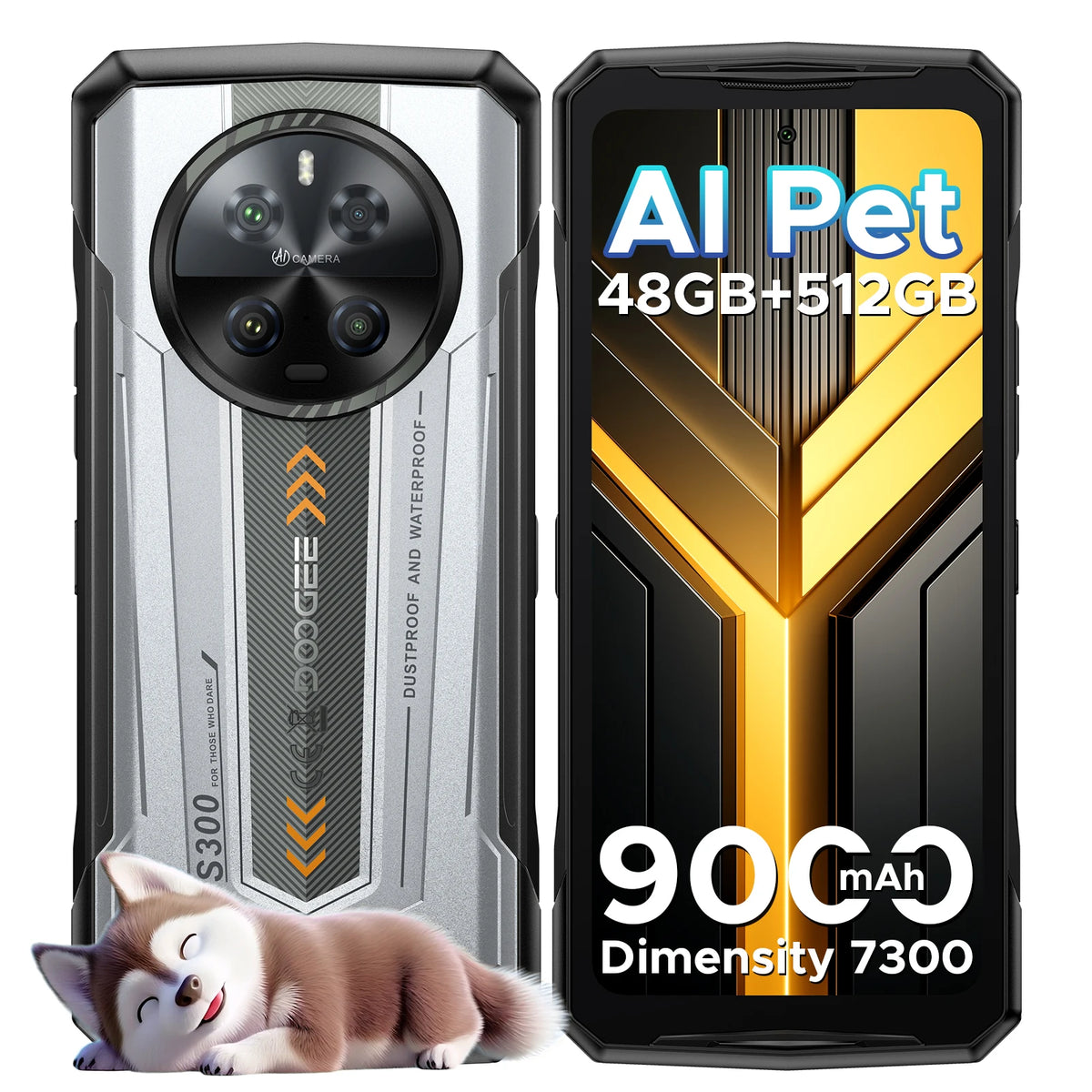 Smartphone resistente DOOGEE S300 5G, Dimensity 7300, 48 GB de RAM (12 + 36), 512 GB de ROM, batería de 9000 mAh, pantalla de 6,78", cámara cuádruple con IA, Android 16