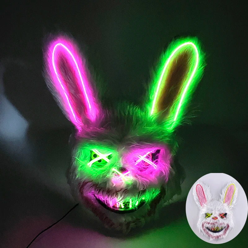 Máscara de Zorro Luminosa de Neón para Hombres, Máscaras de Disfraz Luminosas para Halloween, Brilla en la Oscuridad, Disfraz de Cosplay, Decoración para Fiestas de Disfraces