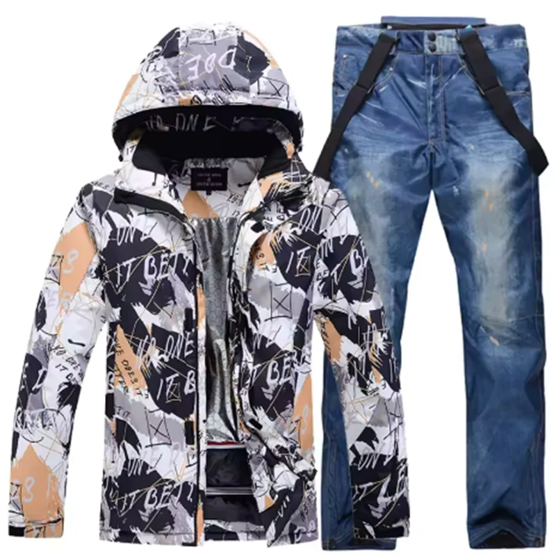 Traje de esquí colorido y cálido para hombre, ropa de snowboard, chaquetas de invierno, pantalones para hombre, ropa impermeable, disfraces de nieve,-30