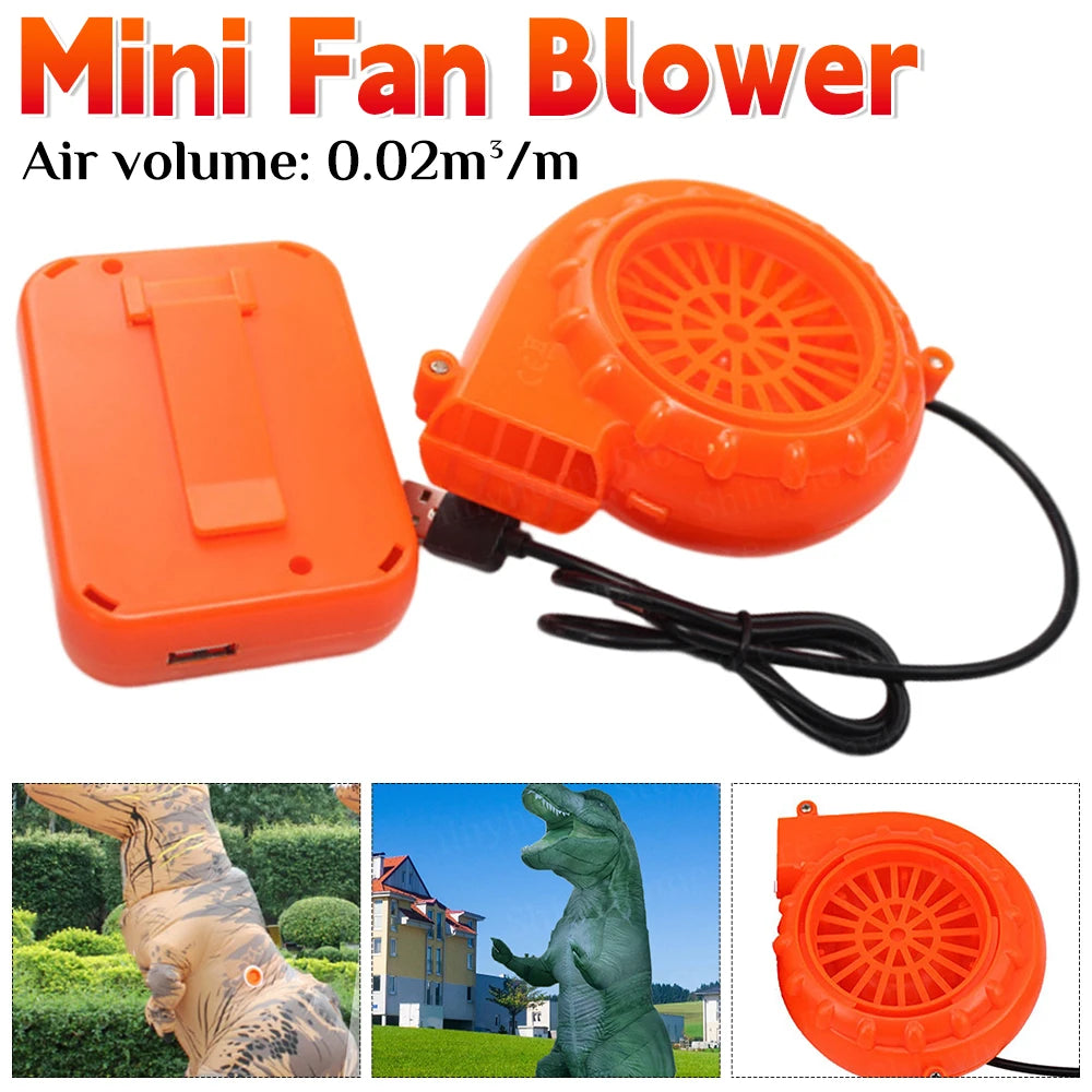 Mini bomba de aire sopladora para inflables, disfraz de dinosaurio, traje de mascota, accesorios de soplado de Halloween, inflado USB, ligero y fácil