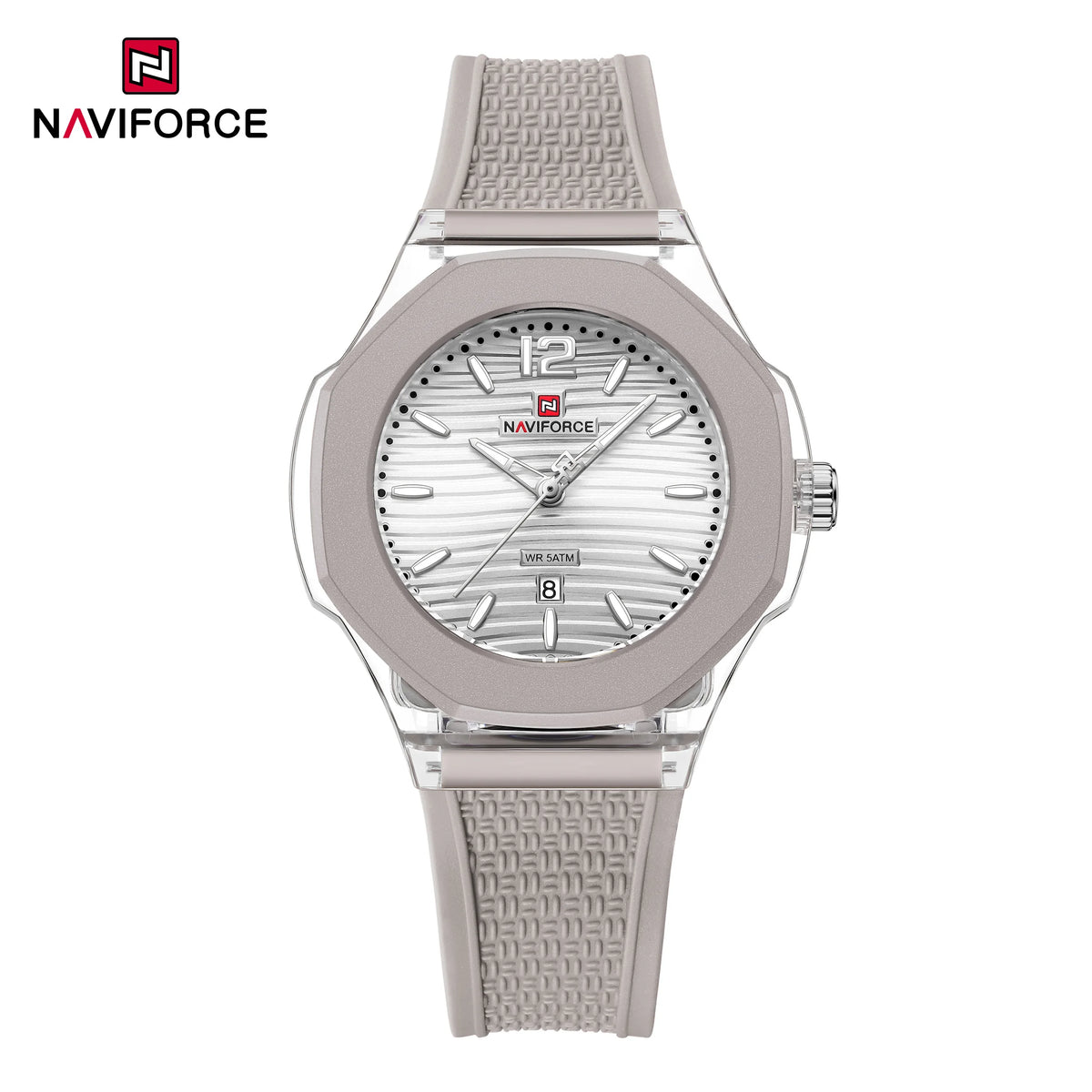Reloj de cuarzo para mujer NAVIFORCE, resistente al agua 5ATM, correa de silicona, analógico, luminoso, casual y deportivo para dama