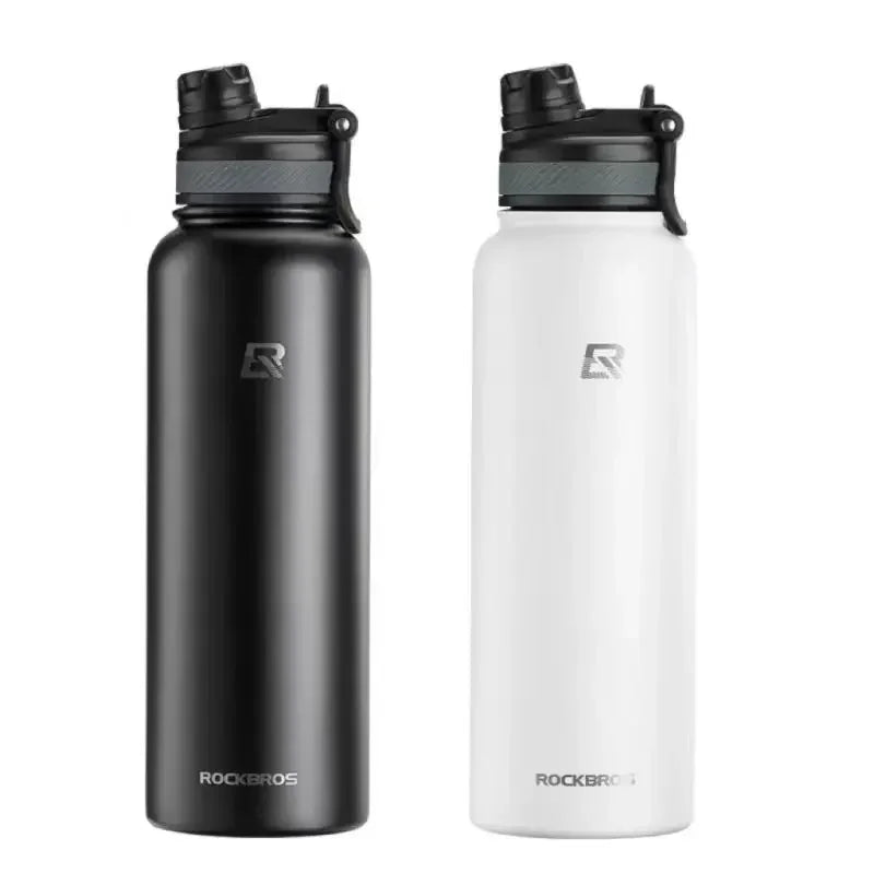 Botella de agua térmica ROCKBROS, botella de agua deportiva antideslizante de acero inoxidable, taza térmica fría y caliente, equipo para ciclismo y senderismo
