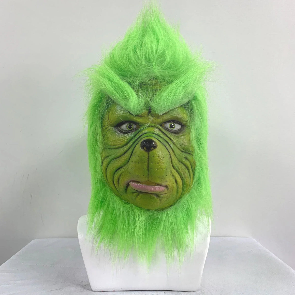 Máscara de monstruo de pelo verde, máscara de Cosplay de monstruo de piel verde, máscara de Halloween, guante de látex de Anime, máscaras Grinch verdes