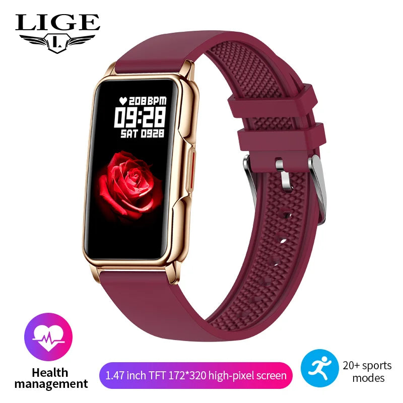 Reloj inteligente LIGE para mujer y hombre, pulsera deportiva de 1.47 pulgadas con pantalla táctil completa, monitor de ritmo cardíaco y fitness, nuevo brazalete inteligente para exteriores 2025