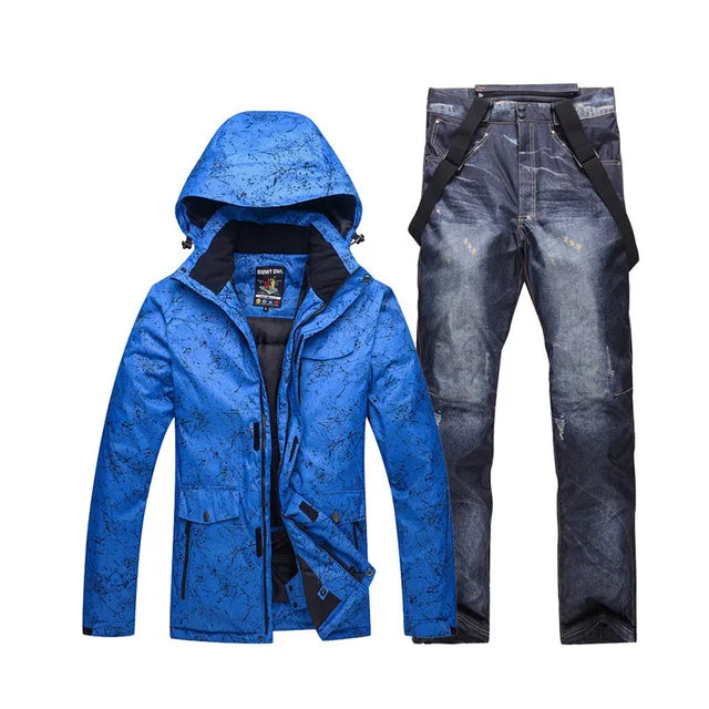 -30 Conjuntos de trajes de nieve blancos para hombres o mujeres Ropa de invierno al aire libre Ropa de snowboard Disfraces impermeables Chaqueta de esquí + Baberos de pantalón de nieve