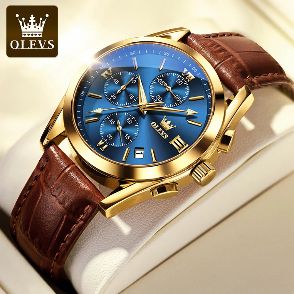 Reloj multifuncional para hombre OLEVS 2872, reloj clásico con correa de piel para hombre