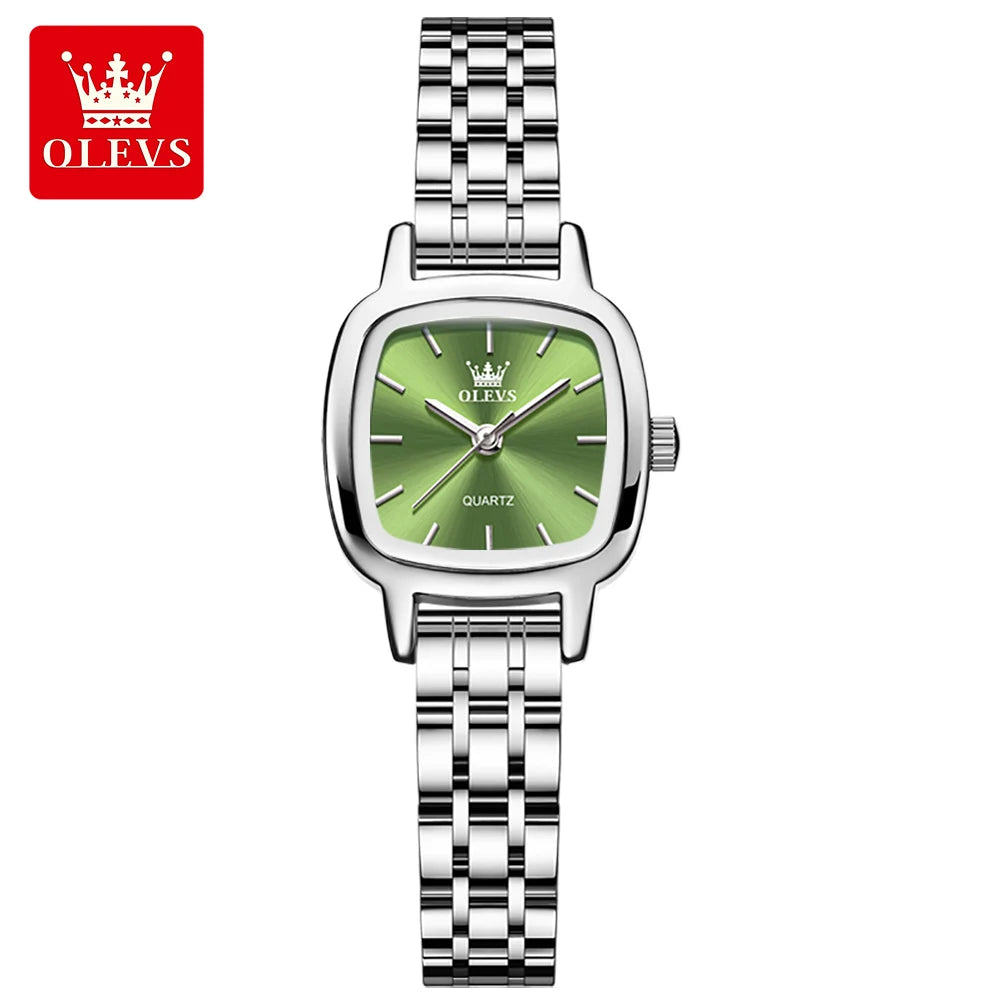 OLEVS 5675 NUEVO Reloj de Mujer Elegante Cuadrado Impermeable Reloj de Pulsera para Dama Regalos Correa de Acero Sólido Original Relojes de Cuarzo para Mujeres