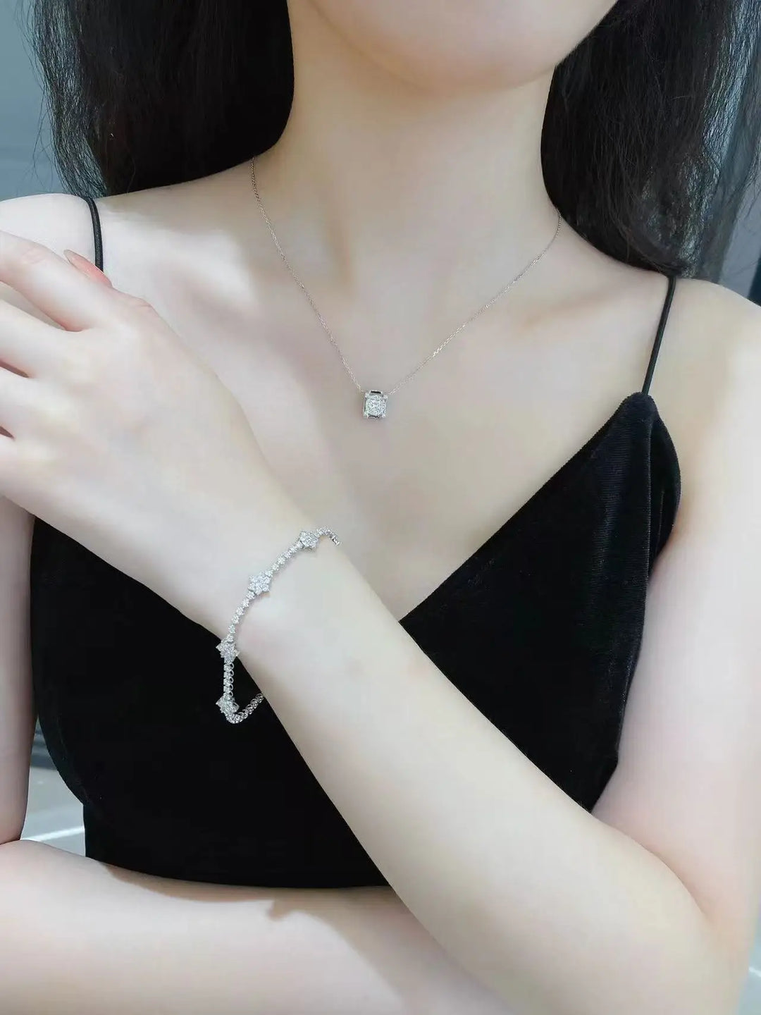 Pulsera de tenis con diamantes cultivados en laboratorio de corte redondo DEF / VS VVS de 2.7 ct en total, 17cm-18cm, oro blanco de 10K, 14K, 18K, para ella, regalo de aniversario.