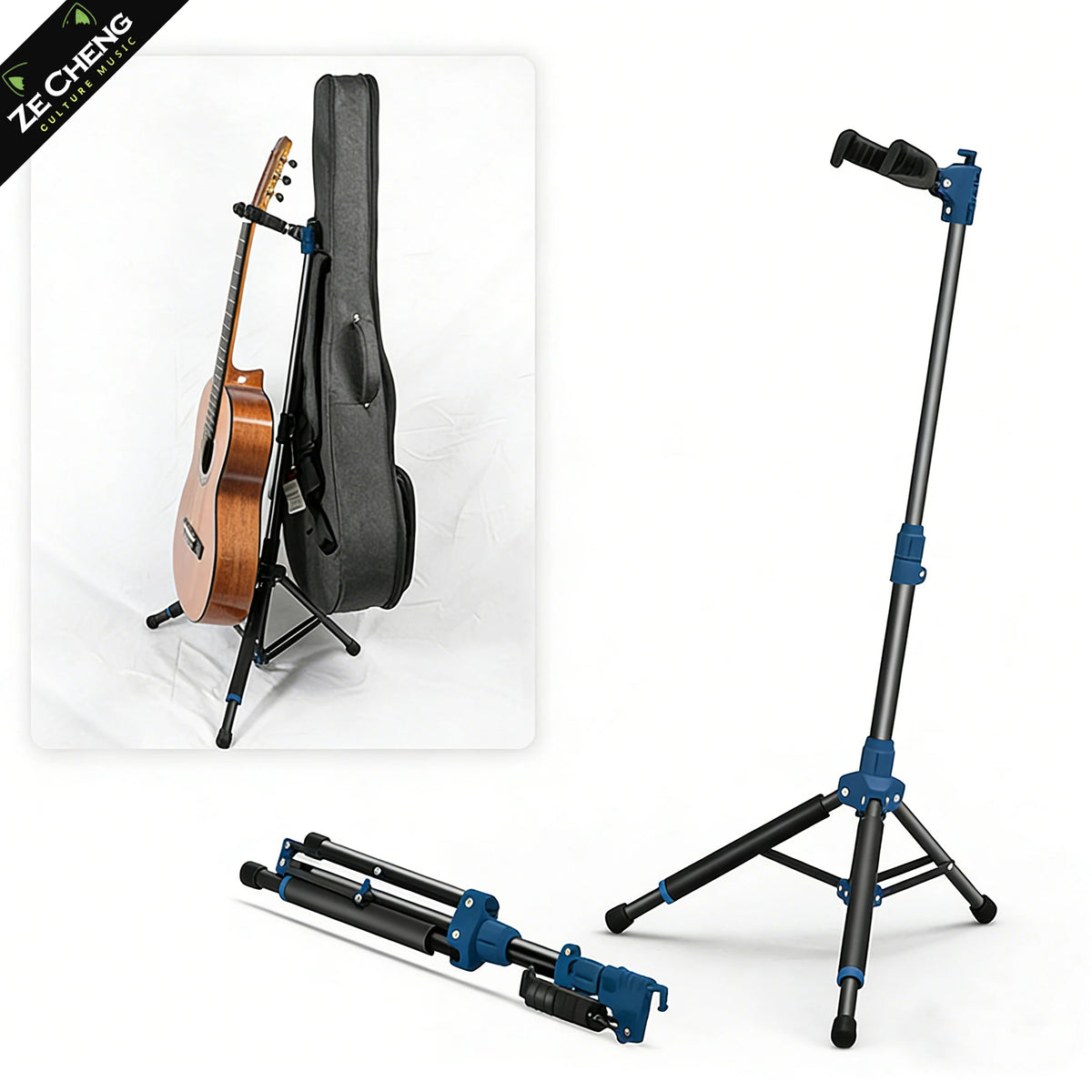 Soporte de Suelo Multiinstrumento, Plegable para Guitarra, Bajo, Ukelele, Guitarras Acústicas y Eléctricas