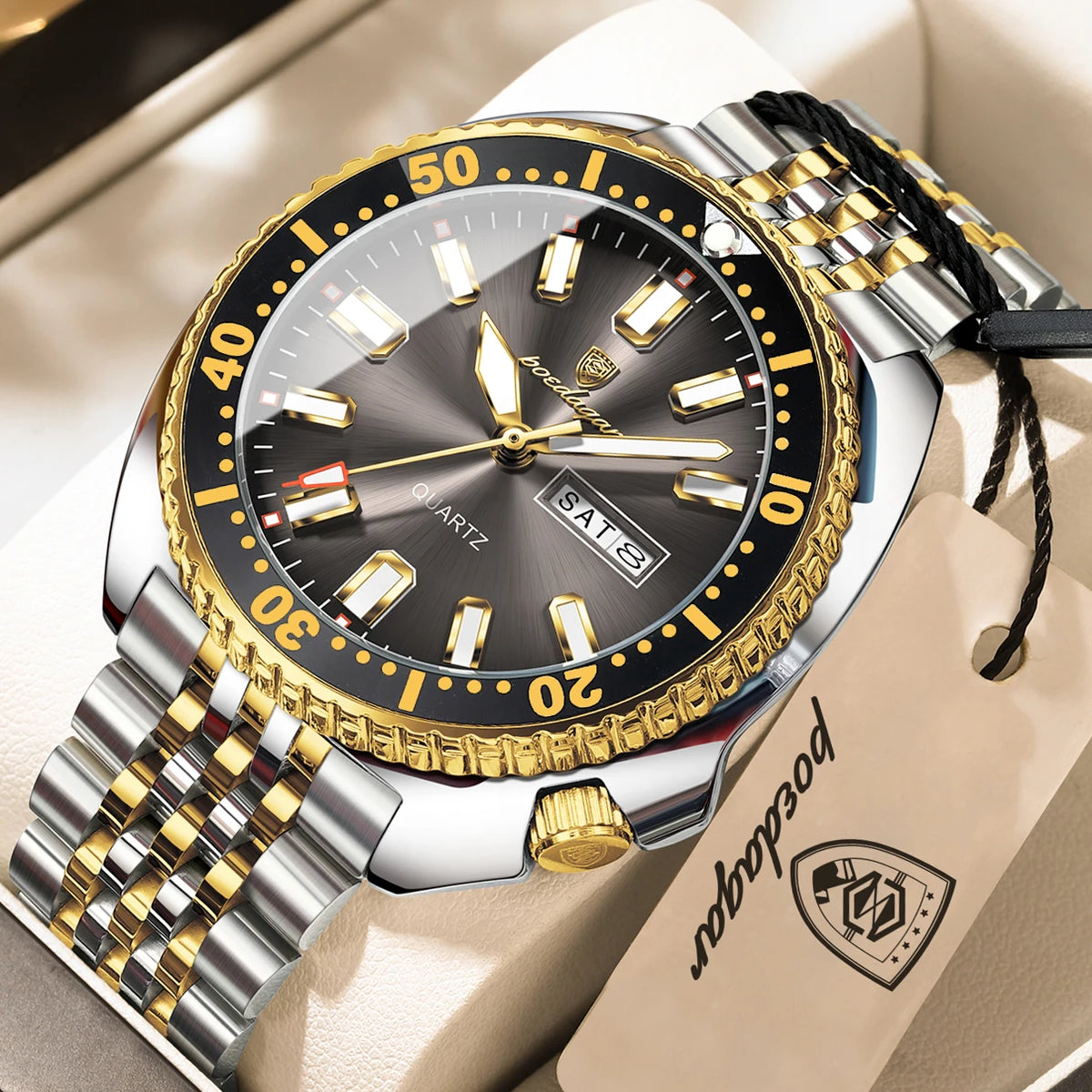 Reloj de pulsera para hombre POEDAGAR de alta moda, luminoso, resistente al agua, con fecha y día, de cuarzo, de acero inoxidable, creativo para hombre.