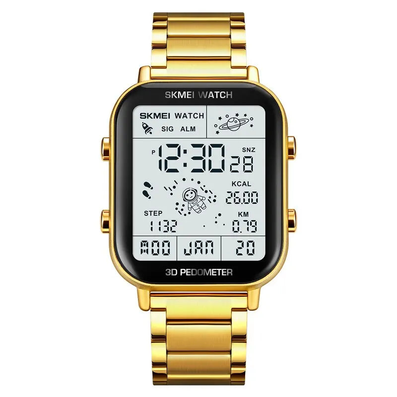 Reloj digital para hombre SKMEI de moda con pantalla retroiluminada, reloj electrónico cuadrado multifuncional deportivo, reloj digital LED para hombre