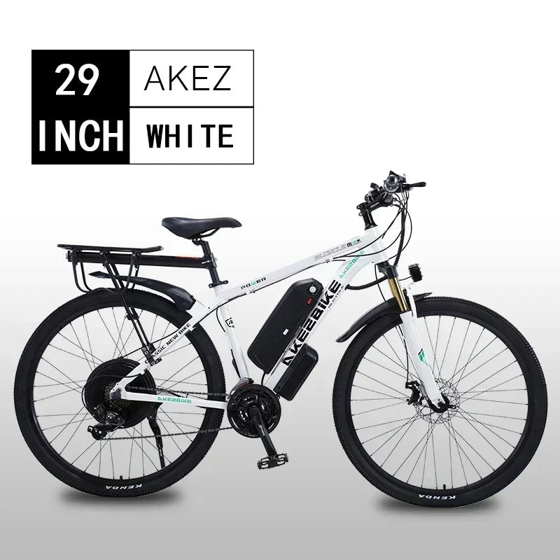Bicicleta eléctrica AKEZ 2025 de nuevo estilo, 29 pulgadas, 48V 1000W, 13AH/18AH, bicicleta eléctrica de aleación de aluminio con doble freno de disco para adultos