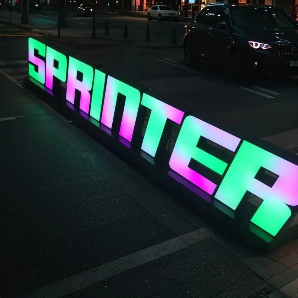 Letrero de metal RGB personalizado con letras LED luminosas para exteriores, letrero de tienda, letrero publicitario 3D de acrílico para decoración de negocios