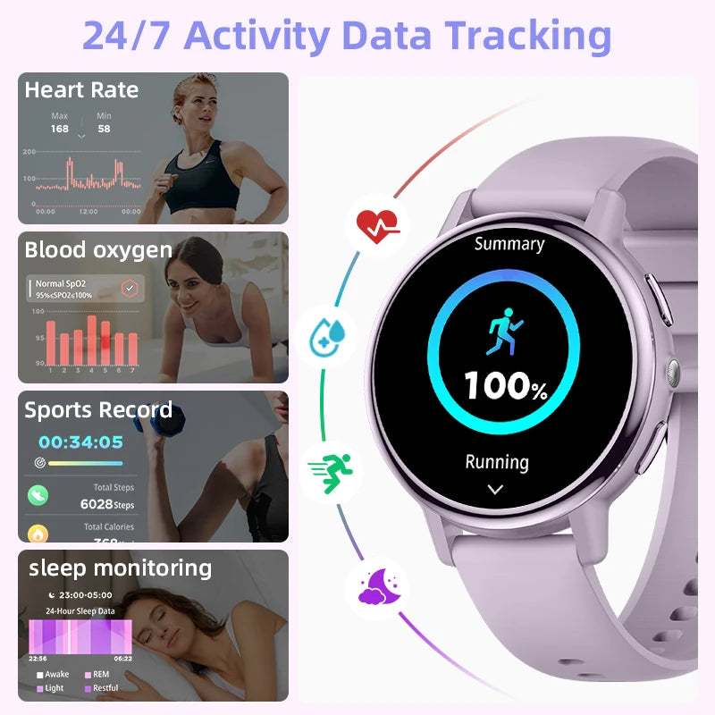 Reloj inteligente para hombre LIGE 2026, pantalla HD de 1.26", recordatorio de llamadas, monitor de salud fisiológica, linterna LED, regalo para mujer, reloj inteligente femenino
