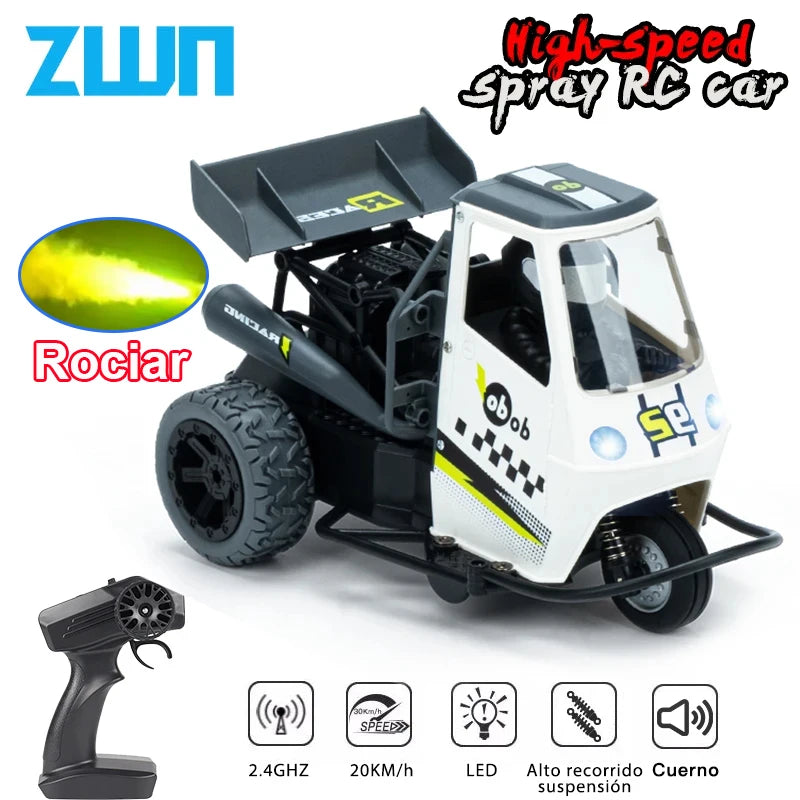 ZWN S810 Three Wheels RC Motorcycle With Light Spray 2.4G Remote Control Electric High Speed Emulation Motorcycles Toys For Kids