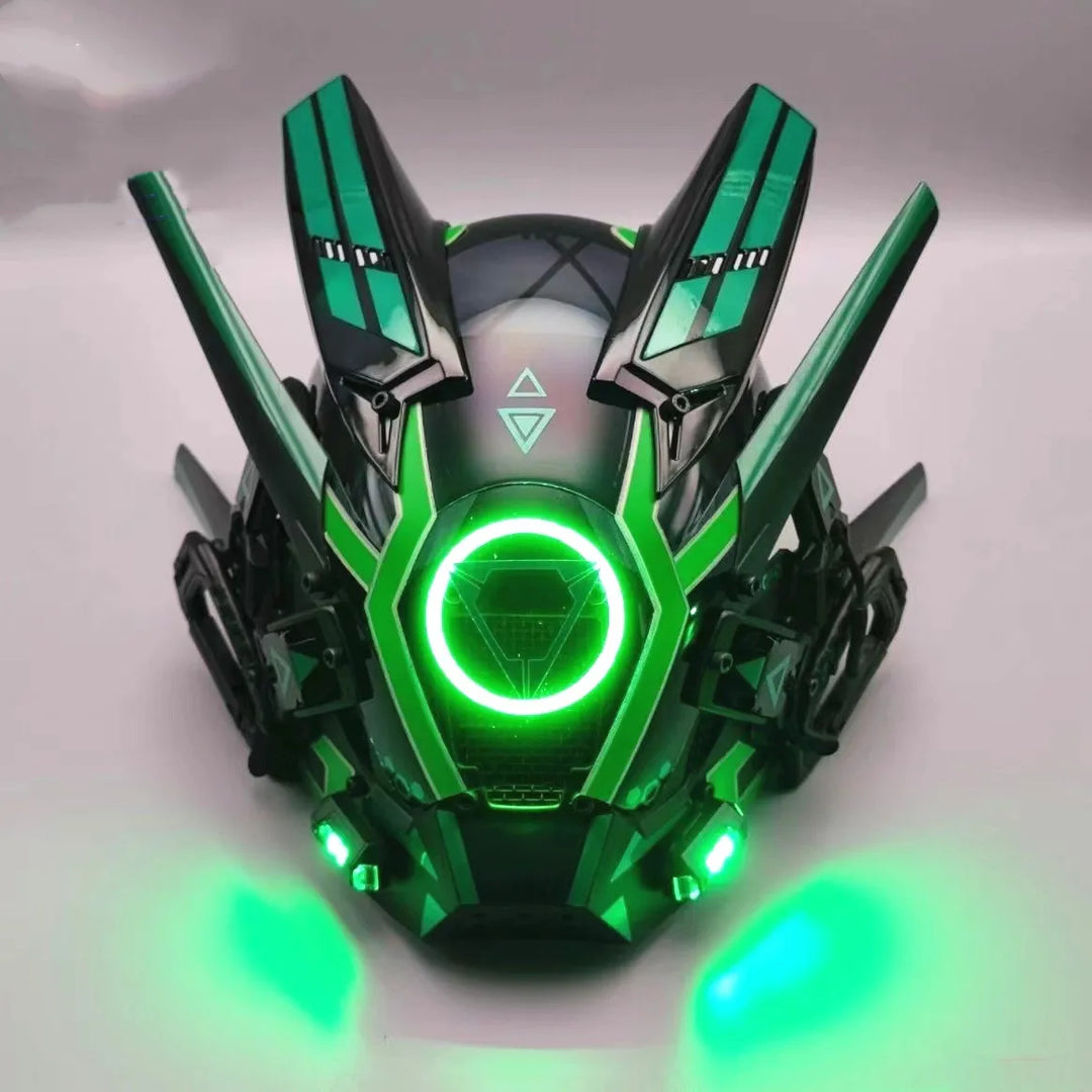 Máscara Cyber punk LED peinado trenza Halloween Navidad juego de rol casco fiesta regalo para adultos ﻿