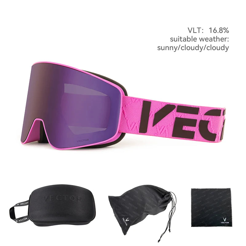 Gafas de Esquí VECTOR de Doble Capa Antivaho con Absorción Magnética, Cilíndricas, UV400, para Hombre y Mujer, Gafas de Snowboard POC