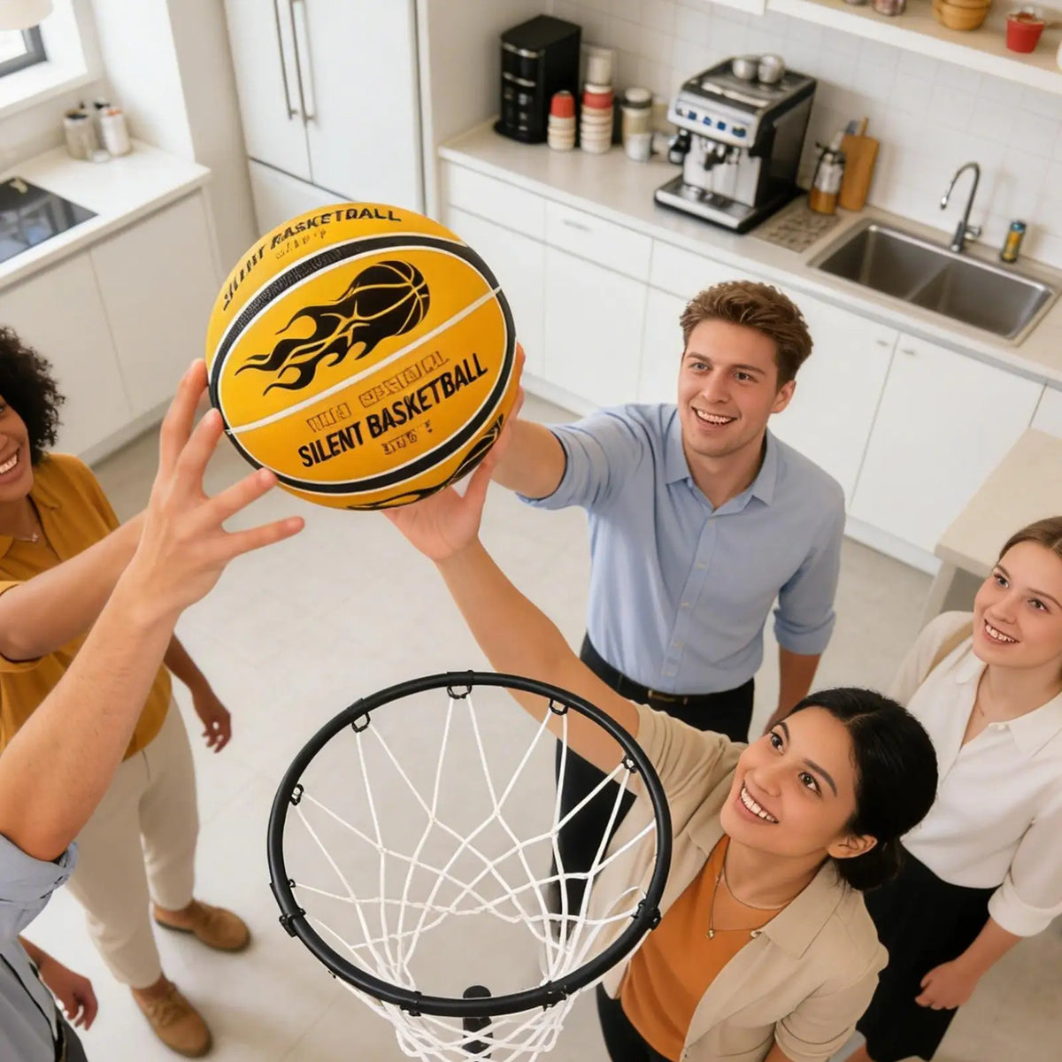 Balón de baloncesto silencioso, fácil de agarrar, de bajo ruido, para entrenamiento, para niños, niñas, adolescentes, para el hogar, dormitorio, deportes