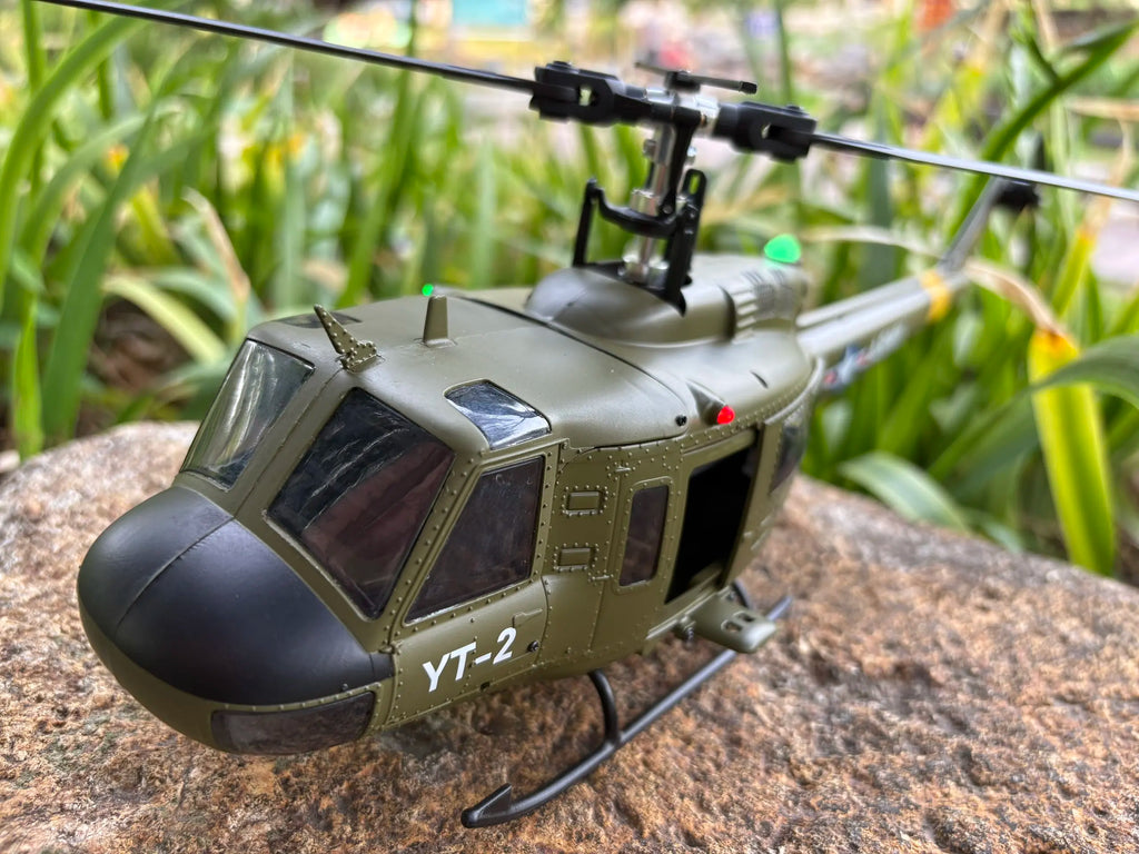 Helicóptero de control remoto F07 UH-1, 2,4 Ghz, 6 canales, RC, helicóptero Heli sin alerón, giroscopio de 6 ejes, mot sin escobillas flotante de altitud